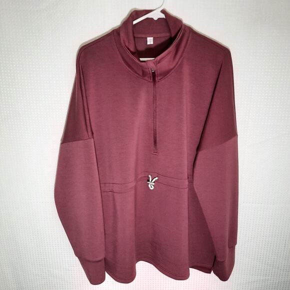 Laslulu Pink Quarter Zip Pullover Men's 2XL Drawstring Waist Athleisure Top - Picture 1 of 6